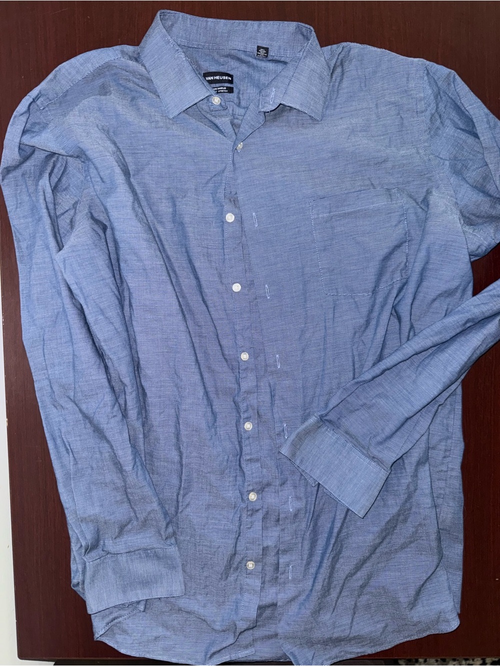 Van Heusen Men's Blue Button-Down Dress Shirt